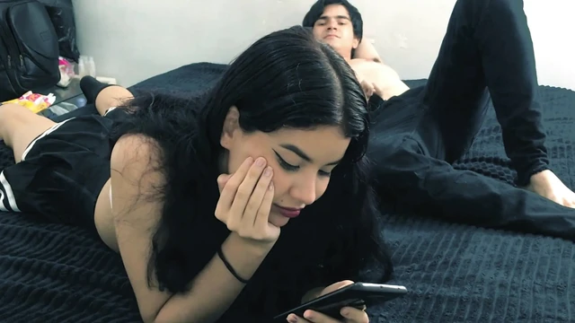 I couldn't resist my slutty stepsister in a schoolgirl skirt and black stockings