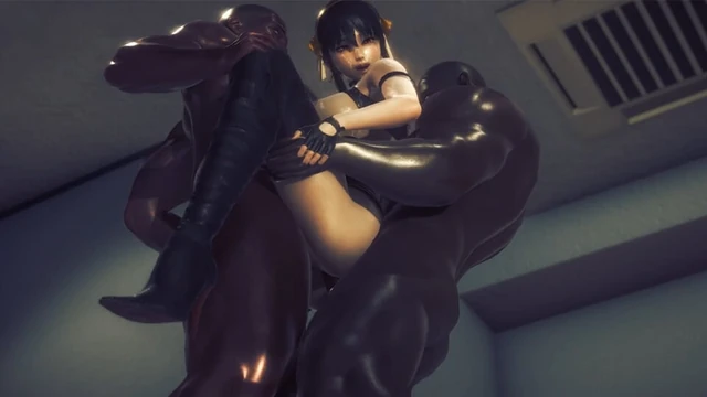 Шлюшка с большой задницей жаждет интенсивного двойного проникновения: два массивных члена долбят ее жаждущей сочной попки в хардкорном грубом сексе