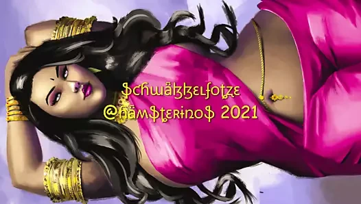 Bbw şişman Hint kedi içinde beyaz string yakın çekim)