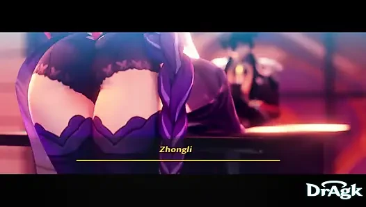 Raiden Shogun Ayaka Kokomi Ningguang Fischl Genshin Darbe Derlemesi 3D Dragk Hentai