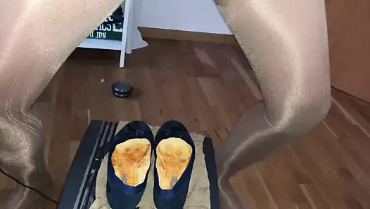 gf mavi düz balerinler üzerinde Cum (18. atış)