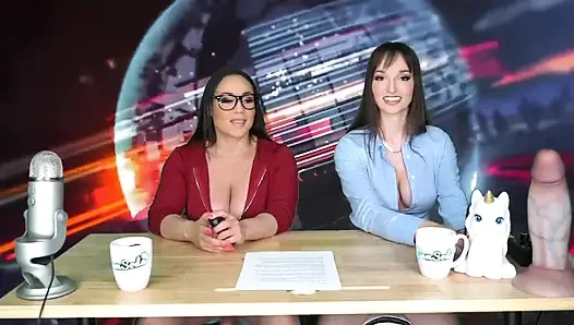 Büyük memeli orta yaşlı seksi kadınlar Carmela Clutch ve Lexi Luna haberleri okurken orgazm oluyor