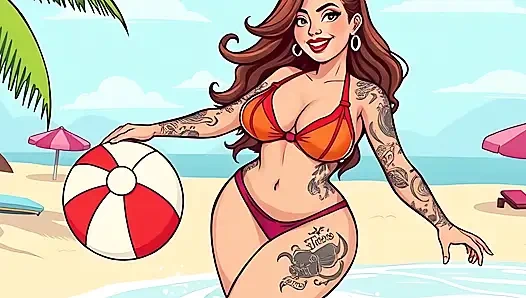 Seksi dövme sanatı bikinili kızlar