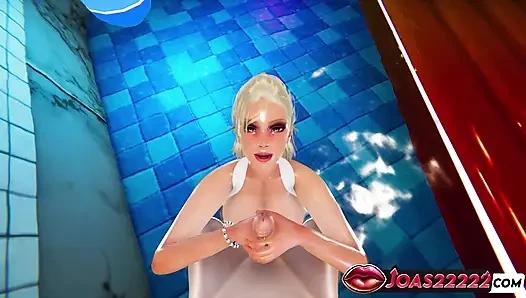 Jenny Summers havuzda 3 boyutlu animasyon - ıslak meme sikişi, suda mastürbasyon, sansürsüz hentai'de gırtlağına kadar boşalma