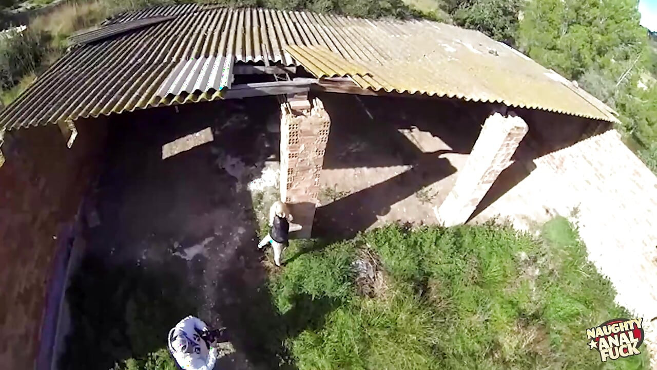 The guy fucked a slut in the ass outdoors in some kind of abandoned building