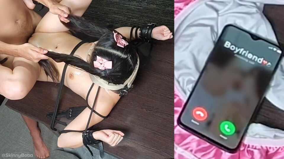 Daha 18 yaşındayım efendim! Erkek arkadaşım beni bulacak! Minyon Asyalı köle bağlı bdsm sikiliyor, erkek arkadaşı telefondayken.