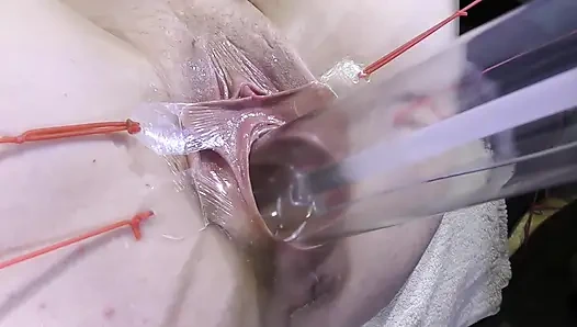 Uzak Yayılmış Vajina Yakın Çekimde Lambayla 1000watt