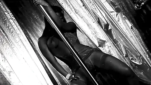 Ebony Stripper Sekeena in Red Lingerie Fucks Her Client