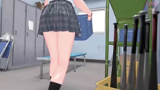 Soyunma odasında seksi üçlü seks