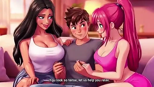 Stepmom and stepsister seduce stepson Taboo