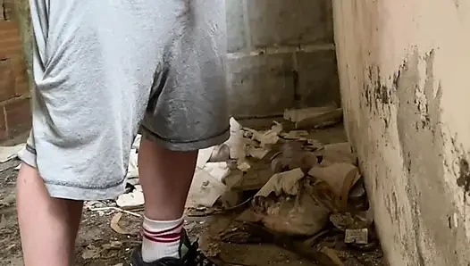 Boy Caught Pissing Handsfree in an Abandoned Building