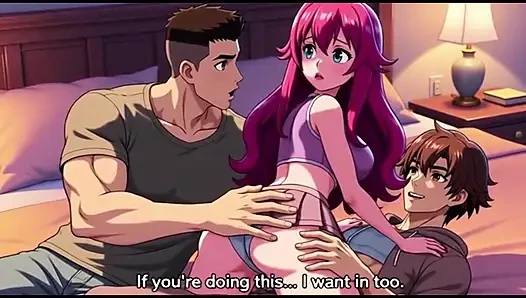 Step brother catches step sister fucking with boyfriend and joins them Threesome