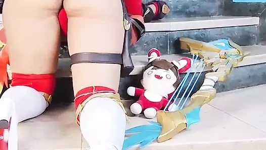 Amber Genshin çarpma cosplay hentai