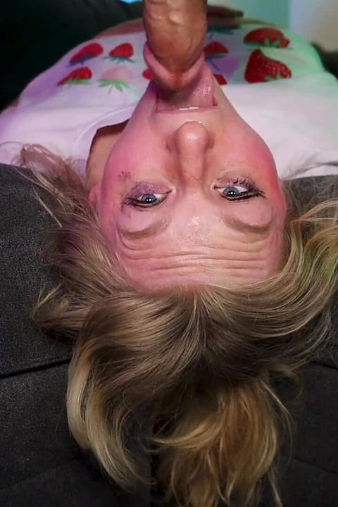 Blonde Whore Gets Her Face Fucked Upside Down