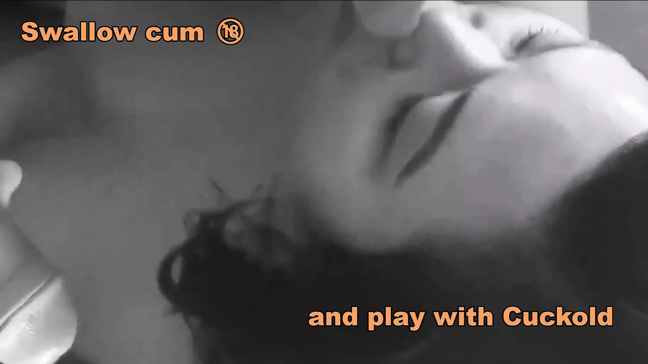 Swallowing cum in front of my cuckold