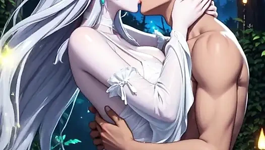 Ateşli üvey kız kardeş romantik dans ediyor.