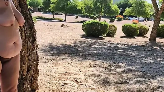 Thick BBW wife public nude blowjob! BadBlondieMonroe