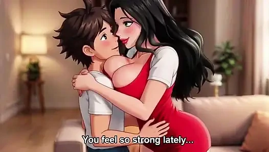 Seksi üvey anne genç üvey oğlunu büyük göğüsleri ve götüyle baştan çıkarıyor