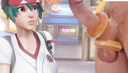 Kiriko'nun adanmış çörek-temalı oral seksi kalın, kremsi bir yüze boşalma ile bitiyor