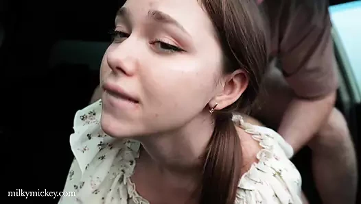 Fucked a stranger in a car. Travel companion sucked cock in the car and fucked the driver.