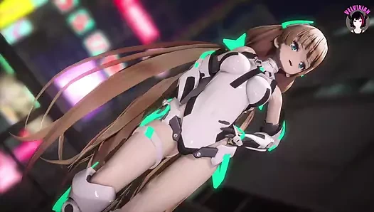 Sevimli Android genç kız dans ediyor + kademeli soyunma (3 boyutlu hentai)