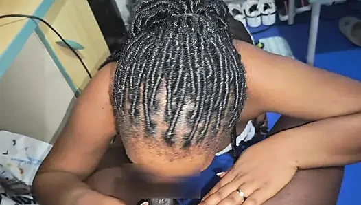 Hot Ebony Big Ass Maid Clean boss's Cock When His Wife Is Out.