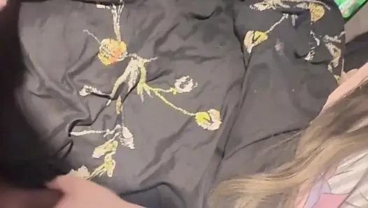 British slut gives her stepbrother a handjob while parents are on vacation