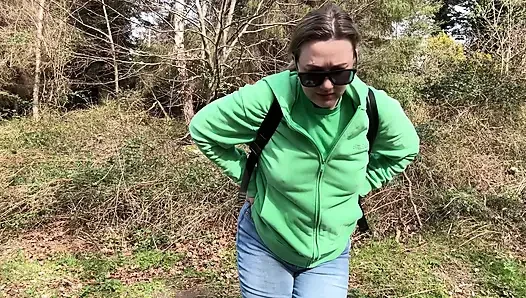 Desperate Outdoor Wetting Jeans on the Public Trail