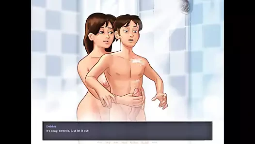 Yaz mevsimi efsanesi: üvey anne duş altında bir handjob veriyor - ep175