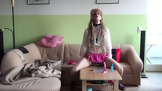 crazy mature sissy with sexy look and mini-skirt
