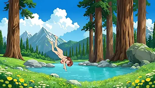 22-year-old Sabina fucked a big cock in the village man in the pond and dropped the water of the penis. Black thick cock.