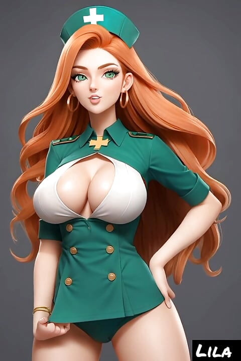 Lila Ginger hemşire hastanede (ai modeli)