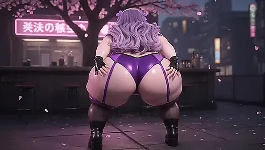İri güzel kadın anime hatun mor tangayla büyük götünü sallıyor
