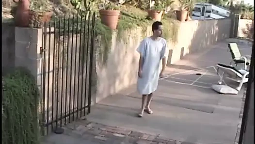 Beyaz çorap sıcak hemşire açık havada hasta dostum sürmek