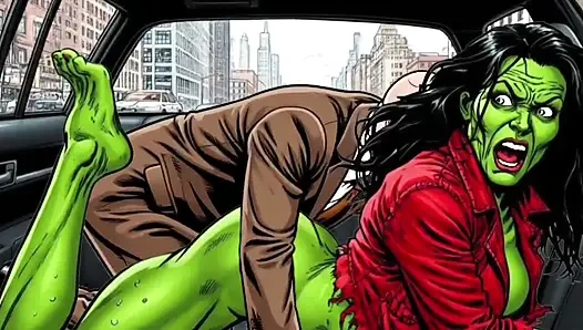 Azgın Kaslı Orta Yaşlı Seksi Kadın Dominatrix Arabada Sikişiyor