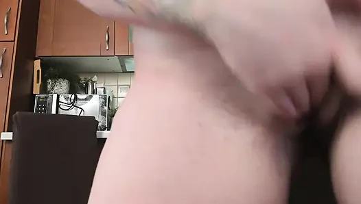 schoolgirl hard fingering her tight pussy and sucking a huge dildo