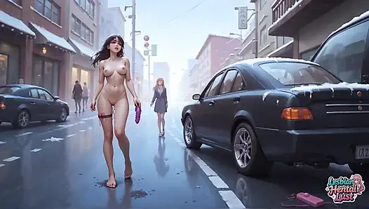 Dijital baştan çıkarma ile karlı bir lezbiyen yürüyüşü - edepsiz xxx!