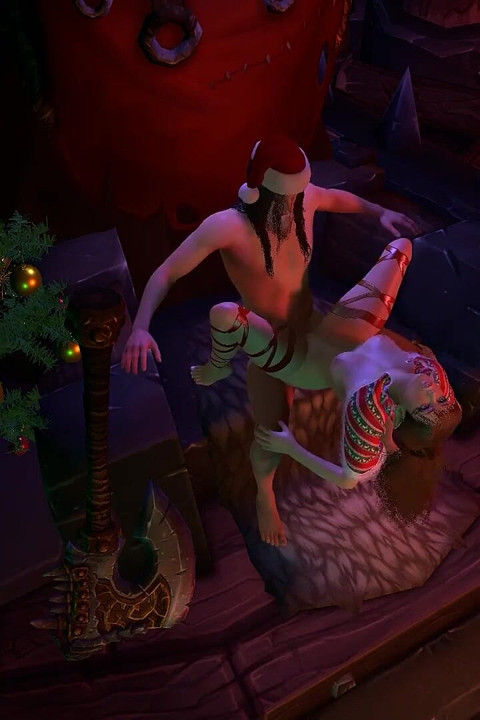 Seksi Noel Elf Noel Baba'nın yarağıyla anal seks yapıyor