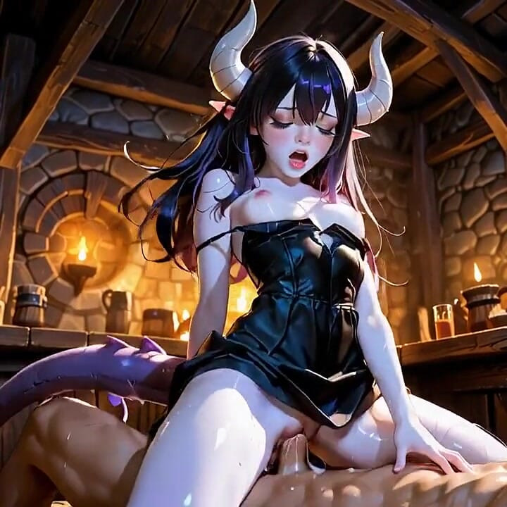 Baştan çıkarıcı iblis kız dağınık bir ahegao enkazı olana kadar tavernanın üzerinde sikiliyor (ai generated)