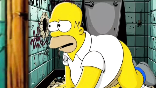 Married Housewife Gets Fucked In A Public Dirty Restroom. Cartoon. Simpsons Parody.