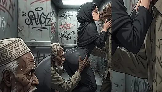 Tesettürlü Müslüman kızlar dar alanlarda çirkin piçler tarafından aşağılanmış ve grup seks yapıyor - tesettür dizisi bölüm 3