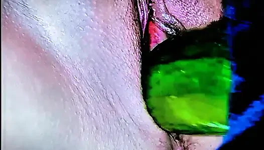 Miss Khalifa Dildoing With Mandingo Cucumber For Her Thirsty White Shaved Big Pussy