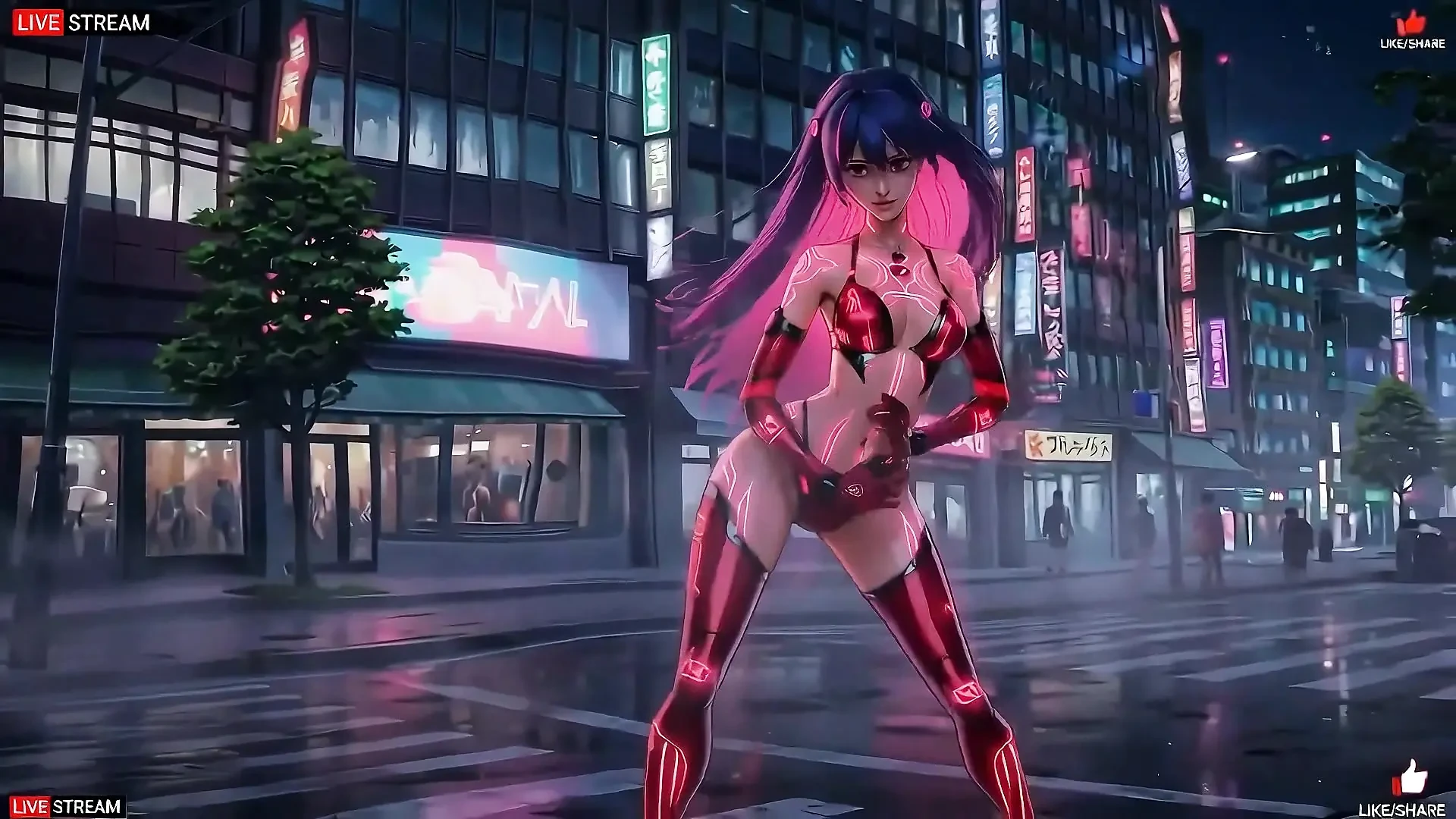 Punk tarzında şehvetli cyberpunk kız - birden fazla ateşli sahne