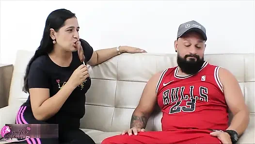 Very sensual and horny milf asks me to fill her ice cream with my cum to eat it with pleasure - Porn in English