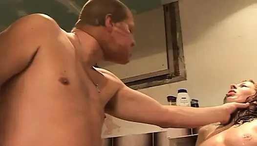 Bathroom fucking big cock sucking