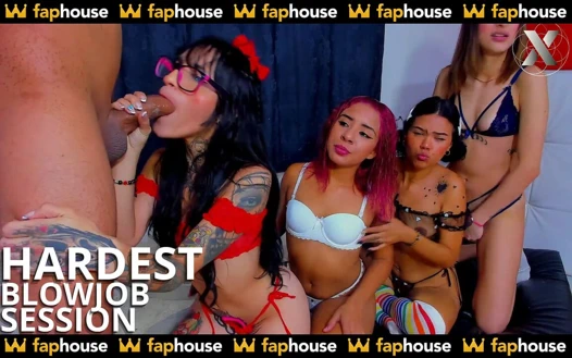 4 azgın genç latin sürtük için en güçlü yoğun oral seks seansı