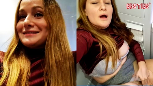 Ersties - Sally B uçak tuvaletinde mastürbasyon yapıyor