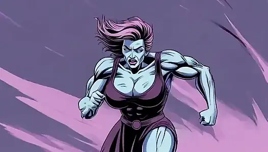 Çizgi film sahnelerinde atletik kadınlar