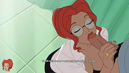 Orta yaşlı seksi kadın draması - büyük memeli sarışın hemşire ve kızıl saçlı doktor hastalarını güzelce tedavi ediyor