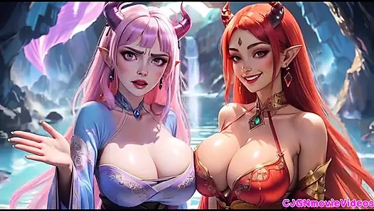 Lezbiyenler birlikte öpüşüyor, ai animasyonu